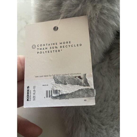 NWT Lauren‎ Conrad LC X Band Faux Fur Slide Slippers Gray Size XL 9/10 Cozy - Picture 5 of 6